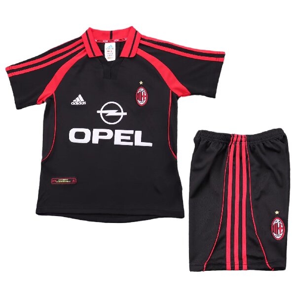 00-01 Kids' AC Milan Black Retro Football Kit  with Opel Sponsor